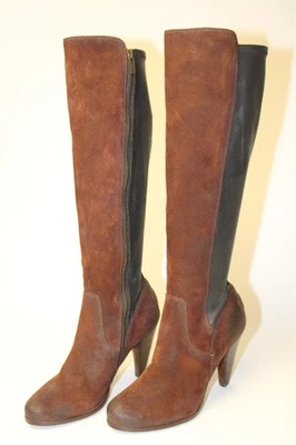 Frye NUEVAS Botas Mujer Talla 8 M Mikaela Elastizadas Altas Cremallera Lateral Tacón 3475538-BRN Foto 1 de 4