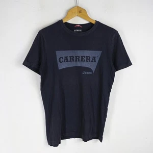 T-shirt Carrera Taglia S Uomo Maglia Sportiva Basic Tinta Unita Nero Cotone Logo - Picture 1 of 4