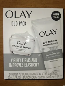 Olay Collagen Peptide Fragrance Free Cleanser 5 oz, Moisture Cream 1.7 oz - Duo - Picture 1 of 15