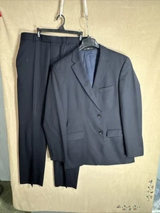 Tuta Boss Hugo Boss USA 42L blu navy twill 34x34 2 pezzi Pasolini Super 100s - Foto 1 di 21