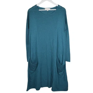 SEASALT Cornwall "Heartfelt" Organic Cotton Wool Knitted Dress Teal UK 12 EU 40 - Picture 1 of 13