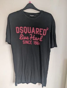 Dsquared2 T-shirt manica corta nera leggera stampa grafica taglia M (T21) - Foto 1 di 7