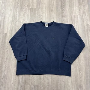 Vintage Nike Sweatshirt Men's 2XL XXL Blue 90s Crewneck Swoosh White Tag 1990s - Picture 1 of 12