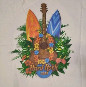 T-shirt Hard Rock Cafe Honolulu Hawaii bianca grafica surfista pesante taglia XL - Foto 1 di 6