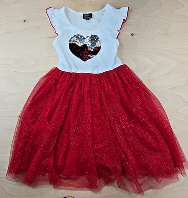 Pink & Violet Size 6 Girls Dress Short Sleeve Heart Red Sequin Tutu - Image 1 of 4
