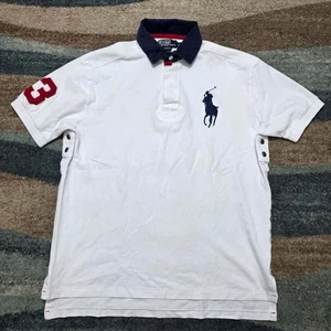 VTG Polo Ralph Lauren L Big Pony #3 Short Sleeve Polo Rugby Shirt Custom Fit - Picture 1 of 14