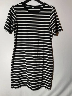 Old Navy Short Sleeve Black & White Stripe Casual T-Shirt Mini Dress Size Large - Image 1 of 4
