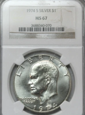 1974s Silver Eisenhower Dollar   NGC MS67   (340-070) - Image 1 of 3