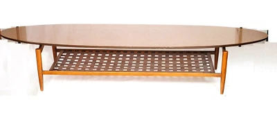 Mesa de centro Mid-Century moderna tabla de surf Lane tapa madera de nogal vintage ~ impresionante Foto 1 de 4