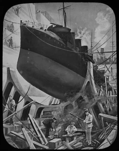 Magic Lantern Slide EXPERIMENT WITH A DESTROYER PORTSMOUTH C WW1 ILLUSTRATION - Picture 1 of 2