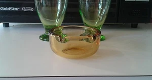 Vintage New Martinsville Viking Glass Amber Ashtray Mid CenturyScandinavian Mod - Picture 1 of 8