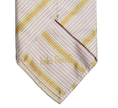 Винтажный галстук ITALO FERRETTI в полоску серый сделано в Италии 100% шелк Krawatte - Изображение 1 из 4