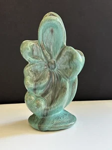 Gonder Pottery Vase Flower Shaped Art Deco Blue Green Color Pottery Mid Century - Picture 1 of 18