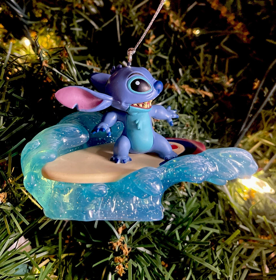 2025 Wave Surfing Ocean w Surf Board Disney Lilo and Stitch Christmas Ornament - Image 1 of 1