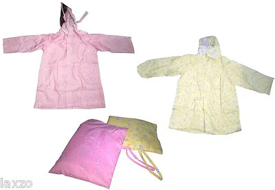 Kinder Regenmantel Wasserdicht Jungen Mädchen Duschfest Regenmantel Rosa & Gelb - Bild 1 von 4