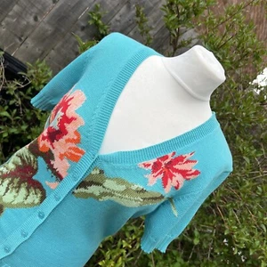 Cardigan Kenzo Jeans vintage floreale estivo cotone con bottoni manica corta L - Foto 1 di 16