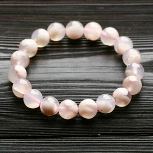 8MM Natural Flower Agate Quartz Crystal Stretch Beads Bracelet Cherry Blossom - Picture 1 of 5