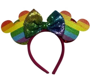 Mouse Ears headband LGBTQ Inspired Gay Pride Rainbow Flag HANDMADE New - Picture 1 of 2