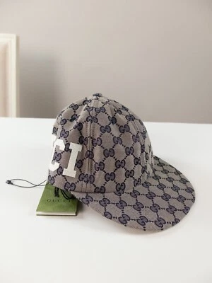 GUCCI Gris Supreme GG Web Logo Lona Gorra de Béisbol Talla 58/Mediana Auténtica Foto 1 de 4