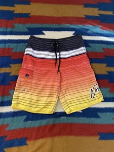 O’Neill Board Shorts Size 32 Striped Color Block Orange Yellow Swim Trunks - Picture 1 of 10