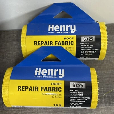 2x Henry 183 Series HE183196 Roof Repair Fabric 25ft X 6in Fiberglass Tape 25'x6 - Image 1 of 4
