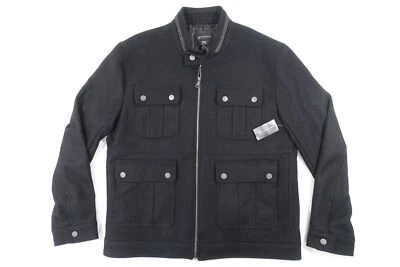 INC INTERNATIONAL CONCEPTS 黑色 2XL 羊毛混纺野战外套夹克男式全新带标签全新 — 第 1/4 张图片