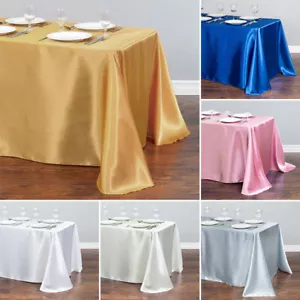 Wedding Satin Tablecloth Rectangle Table Cover Protector Banquet Party Decor - Picture 1 of 51
