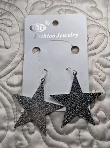 Fashion Jewelry Dangle Stars Silver Tone Earrings - Picture 1 of 1