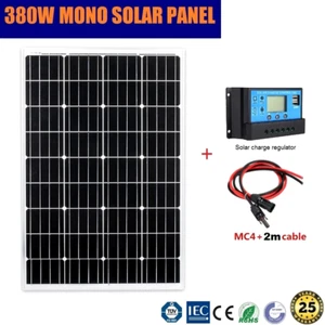 12V 380W MONO SOLAR PANEL FIXED HOME CARAVAN CAMPING BATTERY CHARGING CONTROLLER - Picture 1 of 2