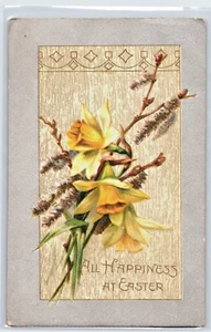 Antigua postal en relieve de vacaciones de Pascua - flores (1909) - Imagen 1 de 2