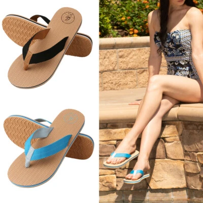 Женские летние пляжные шлепанцы Aerusi с открытым носком в плоскую полоску сандалии для ванной комнаты - Изображение 1 из 4