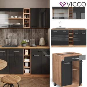Cucina modulare blocco cucina ad incasso R-Line single 160 cm antracite Vicco - Foto 1 di 7