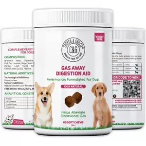 Gas Away Digestion Aid 60 Soft Chews Gas & Flatulence SupplemAid for Dogs - Picture 1 of 8