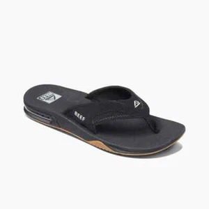 Reef Men's Fanning Flip Flop Black/Silver - Picture 1 of 4