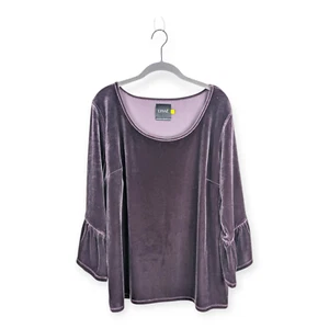 Lysse Damen lila Remy Samt Bluse Größe Large Glockenärmel Whimsigoth - Bild 1 von 7