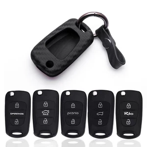 Carbon Fiber Look Full Seal Key Holder Shell Case For Kia Optima Hyundai Elantra - Picture 1 of 11