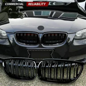 2x Para BMW E92 E93 M3 335i Coupé 2007-2010 Negro Front Kidney Grill Grille Brillo - Imagen 1 de 7