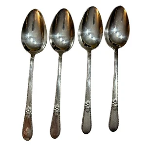 1847 Rogers Bros ADORATION International Silver Plate Oval Soup Spoon Set of 4 - Picture 1 of 15