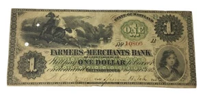 1862 $1 Farmers & Merchants Bank of Greensborough MD Cancelled Currency # - Bild 1 von 2