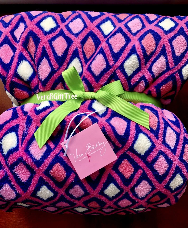 Vera Bradley Throw Blanket KATALINA PINK 🎀DIAMONDS Breast Cancer Awareness NWT - Image 1 of 4