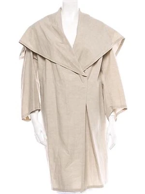  YOHJI YAMAMOTO Beige Cuello Marinero Gran Tamaño Corte Ancho Vestido Abrigo Chaqueta IT40  Foto 1 de 4