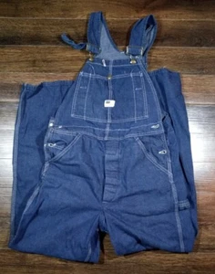 Vintage Sears Roebuck Union Made Blue Denim Bib Overalls Coveralls 32X32 - Picture 1 of 7