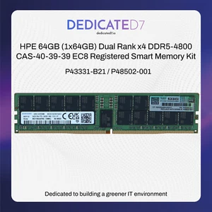 HPE 64 GB (1x64 GB) Dual Rank x4 DDR5-4800 memoria intelligente registrata P43331-B21 - Foto 1 di 3
