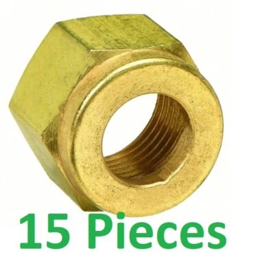 (15) Single Ferrule Nut Brass 3/8 in Tube OD Compression 9/16-20 Thread 6 BZ-B - Image 1 of 3