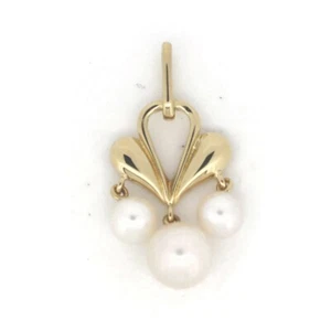Gebrauchte Mikimoto Perlenkette Charm Gelbgold K18 Anhänger Top ohne Box Damen - Bild 1 von 4