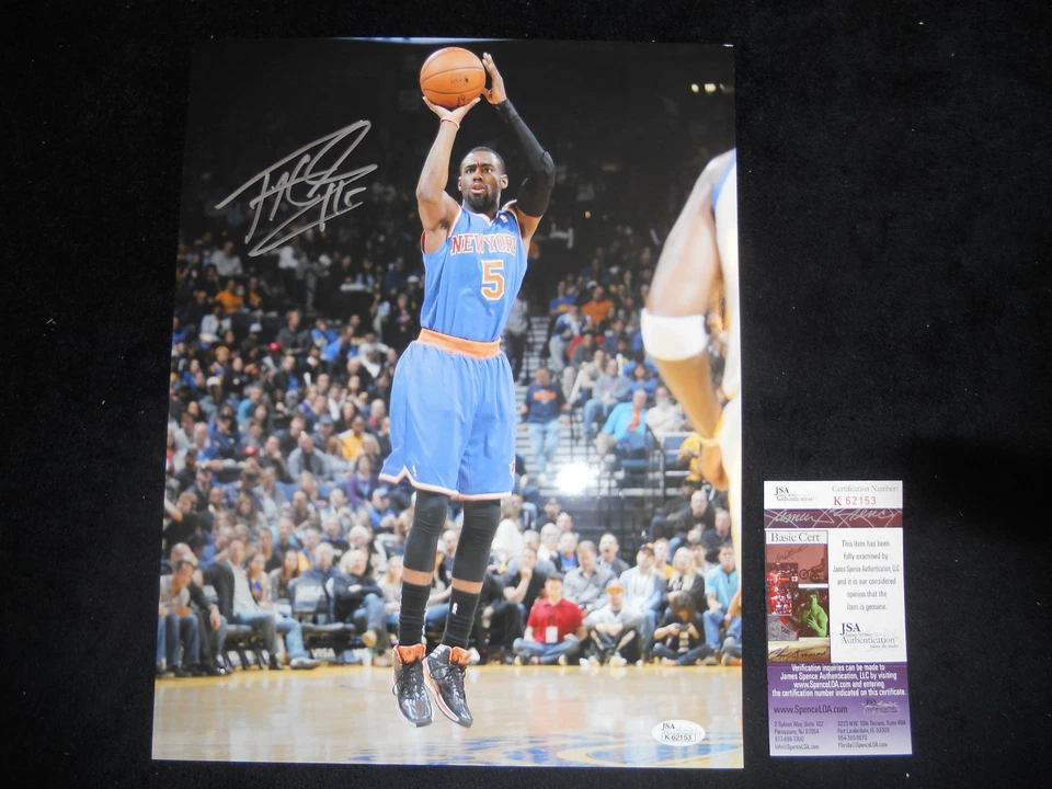 TIM HARDAWAY JR. NEW YORK KNICKS SIGNED 11X14 PHOTO JSA COA K62153 NEW! ALL BLUE - Image 1 of 1