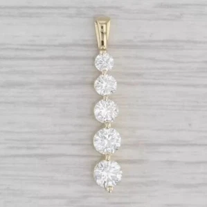 Journey Pendant 14K Yellow Gold Plated 2Ct Round Cut Lab-Created Diamond Women - Picture 1 of 4