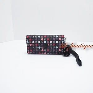 Kipling RUBI Snap Long Wallet Wristlet Polyamide AC8152 Black Multi Dots NWT $48 - Picture 1 of 9