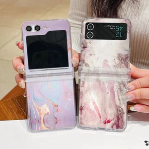 Custodia rigida trasparente antiurto marmo per Samsung Galaxy Z Flip6 Flip5 Flip4 3 - Foto 1 di 24