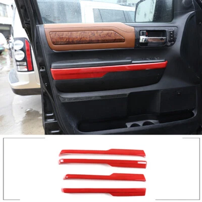 Cubierta decorativa de panel de puerta interior rojo ABS para Toyota Tundra 2014-2018 Foto 1 de 4